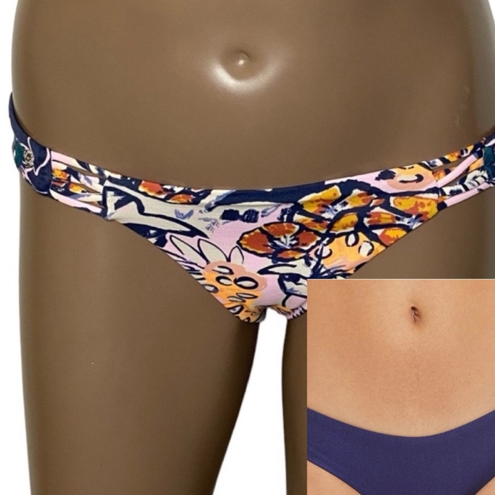 Maaji Strappy Floral Reversible Signature Cut Bikini Bottom Swimwear